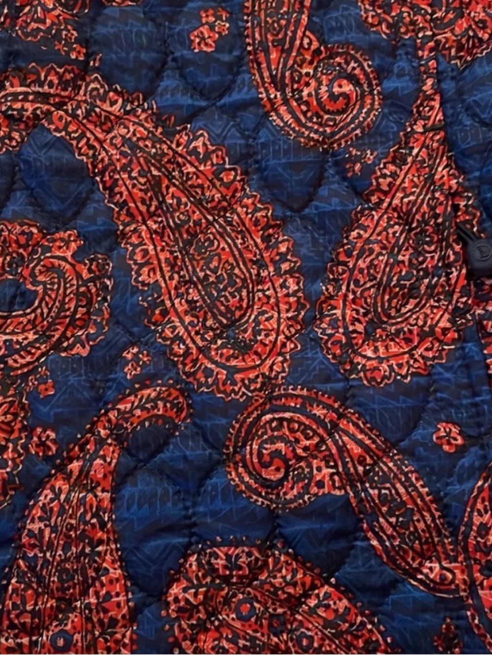 LANDS END Paisley Quilted Insulated Zip-Up Coat Jacket Blue Red Size XL - Picture 4 of 10